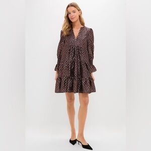 Pomander Place Metallic Ikat Kenzo Dress Tuckernuck SZ S NWT Black/Gold Chevron
